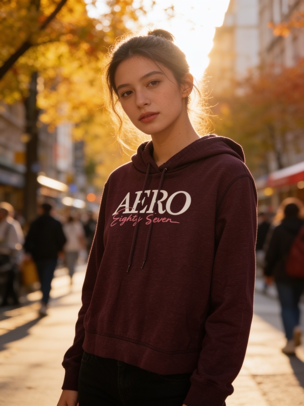 Aeropostale 87 Hoodie,size M,burgundy,Long Sleeve Pullover Sweatshirt preppy❤️